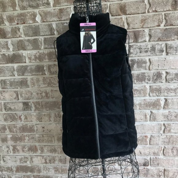 Zeroxposur Black Vest Small Black NWT Puffer Quilted Velour Front Zip Po… - Picture 6 of 14